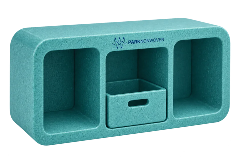 Illustrative nursery foam storage forms product render with PARK Nonwoven branding